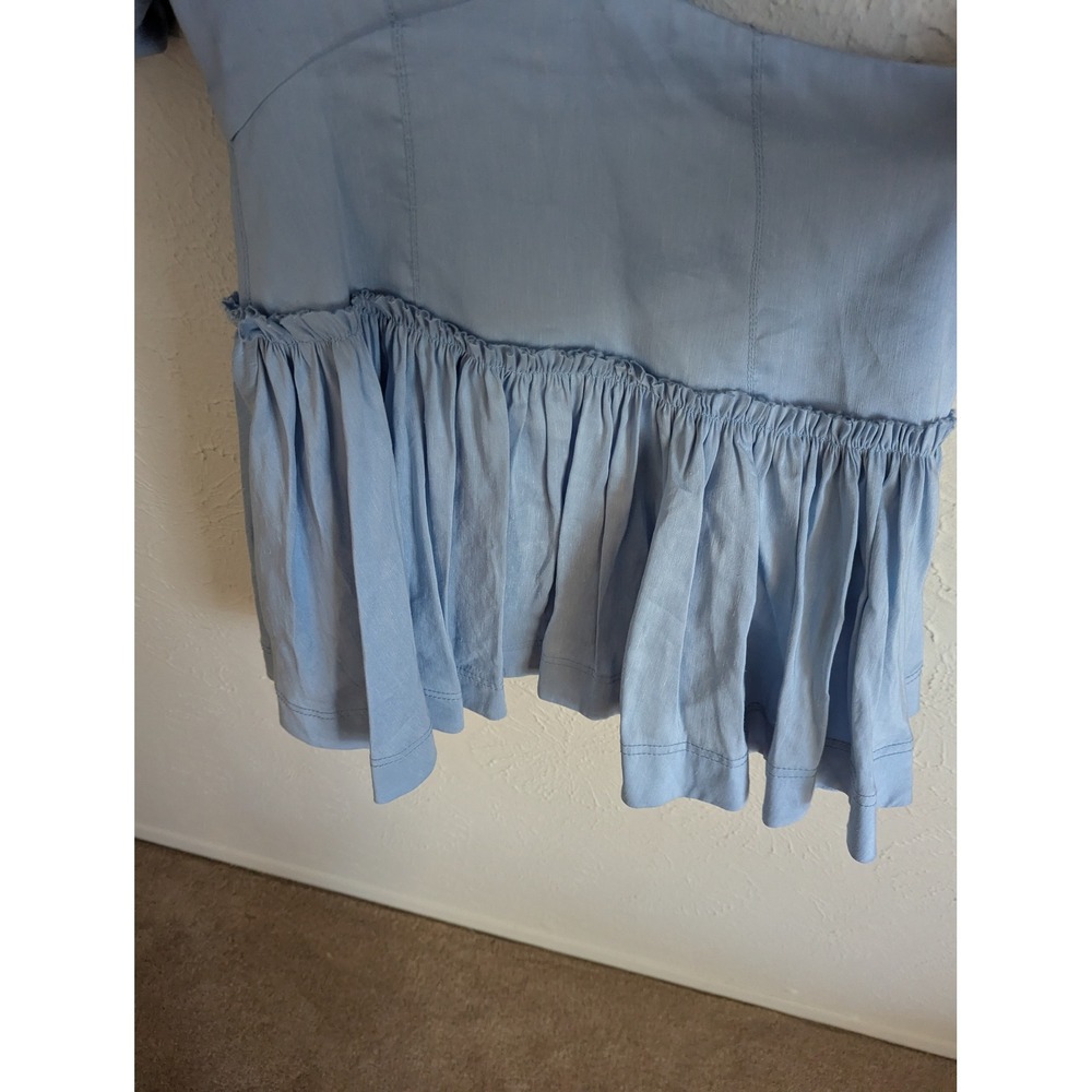 Aje Chateau puff sleeve mini dress size AU 8 US 4 linen blend powder blue $495 - Picture 6 of 8